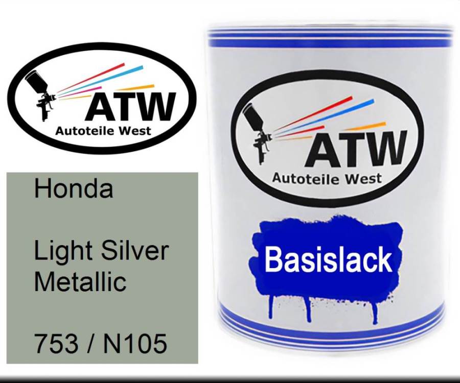 Honda, Light Silver Metallic, 753 / N105: 1L Lackdose, von ATW Autoteile West.